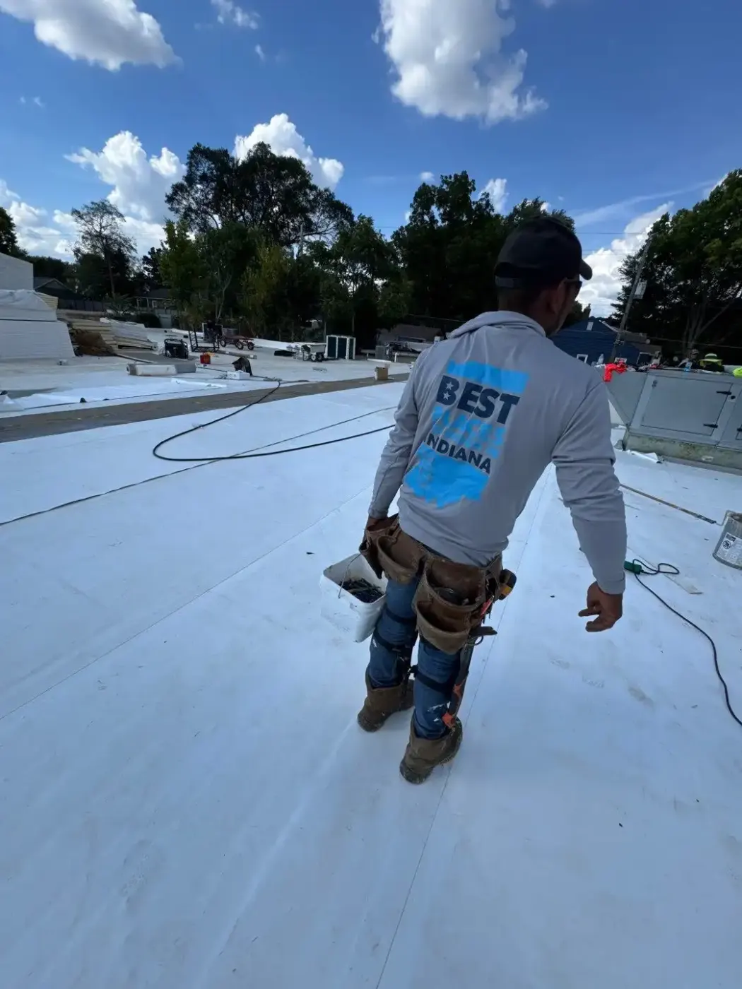Commercial roof inspection documented in Goshen